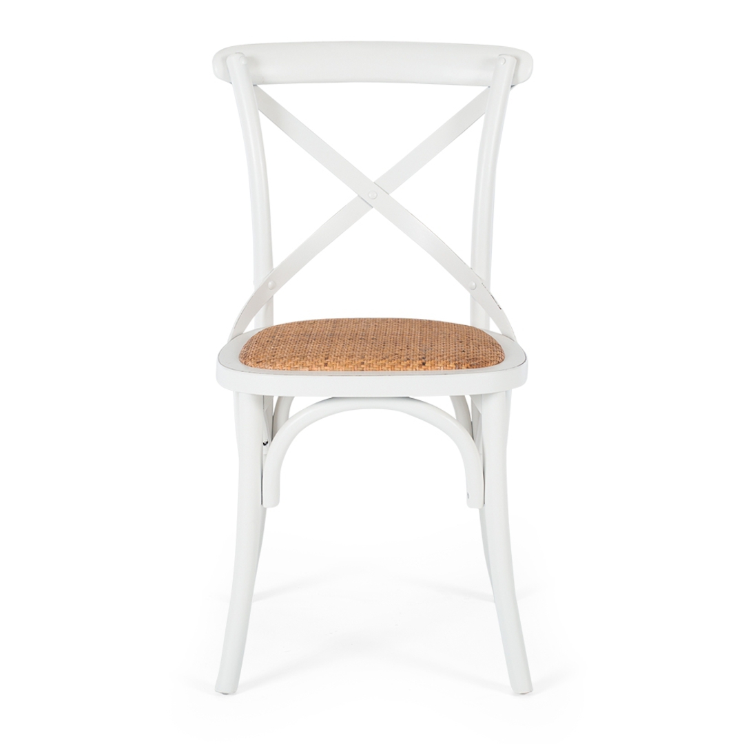 Villa X-Back Dining Chair Aged White Rattan Seat image 1